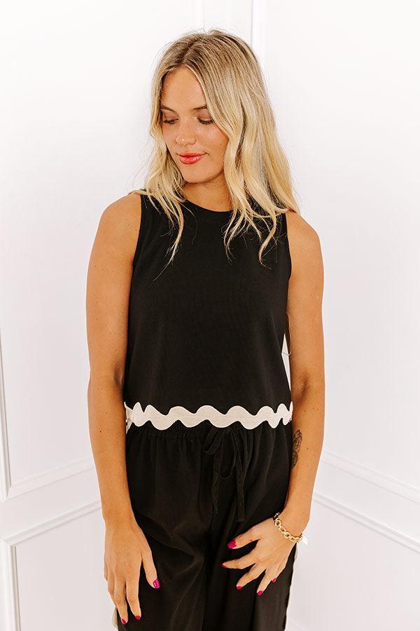 Urban Chic Scalloped Top in Black Product Image