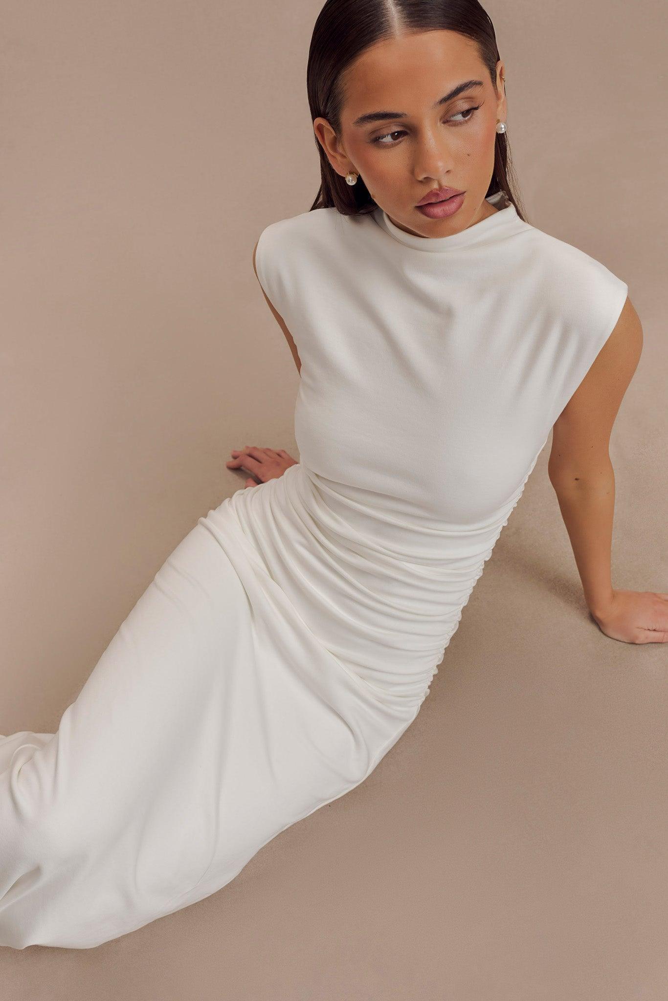 Elliot High Neck Sleeveless Maxi Dress - White Product Image