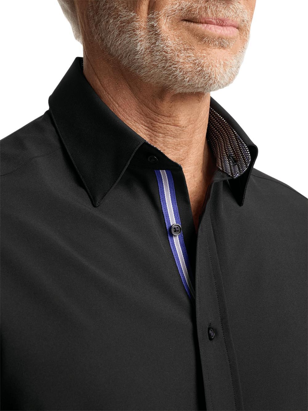 Performance Stretch Solid Casual Shirt - Black Product Image