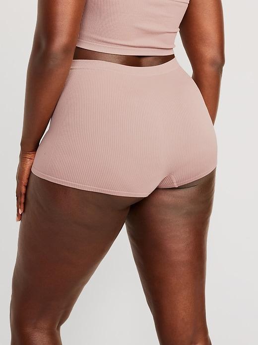 Mid-Rise Seamless Ribbed Boyshort Underwear Product Image