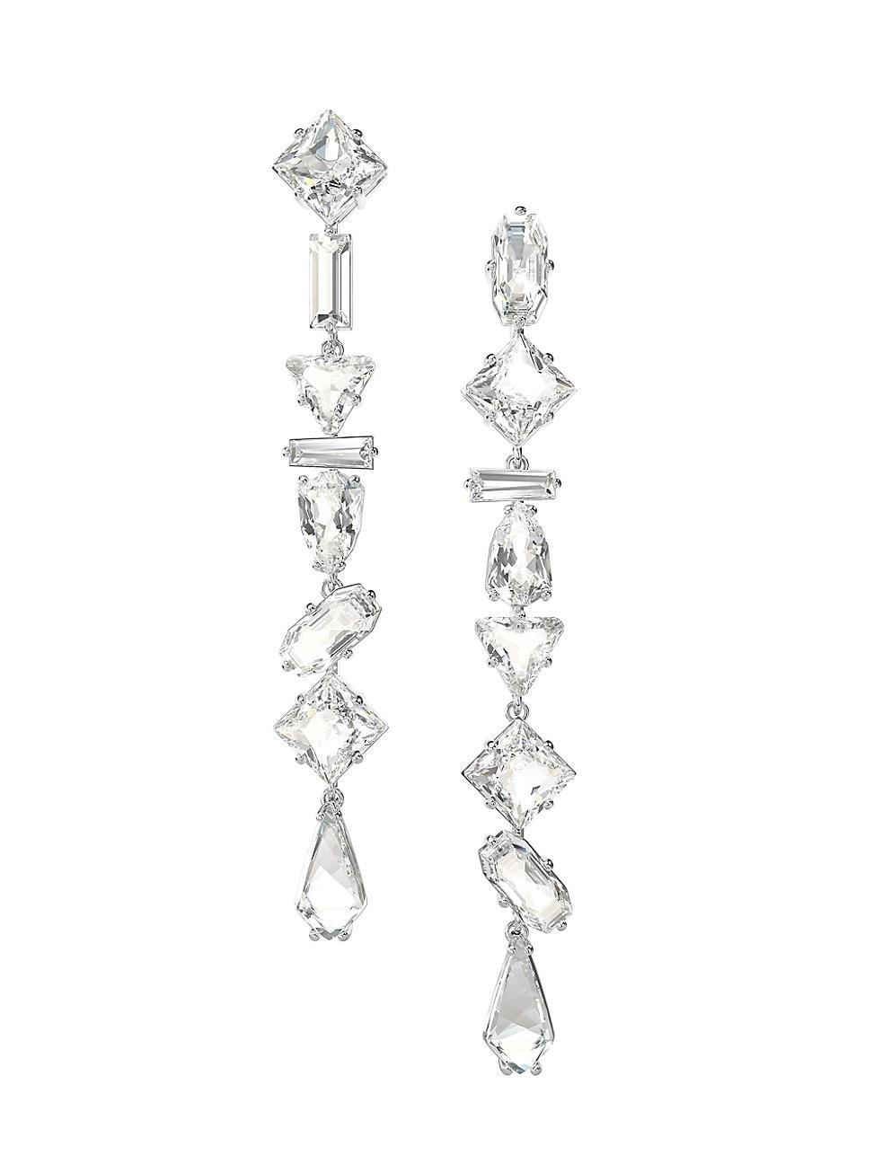 Womens Mesmera Rhodium-Plated & Crystal Linear Drop Earrings Product Image