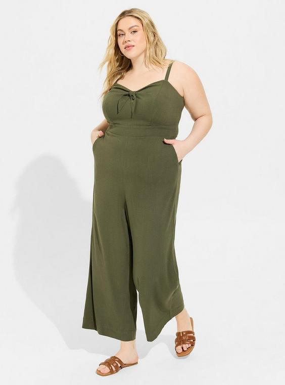 Rayon Slub Tie Front Jumpsuit Product Image