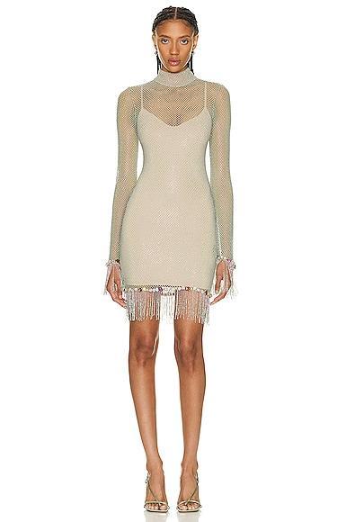 Hand-beaded Rhinestone Netted Mini Dress Product Image