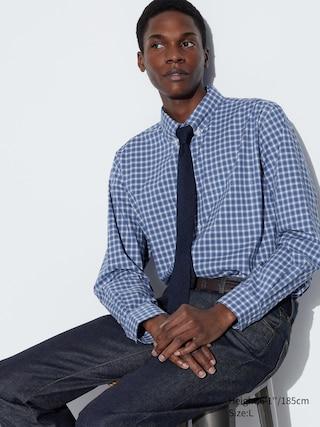 Mens Broadcloth Shirt Checked Blue Large UNIQLO US Product Image