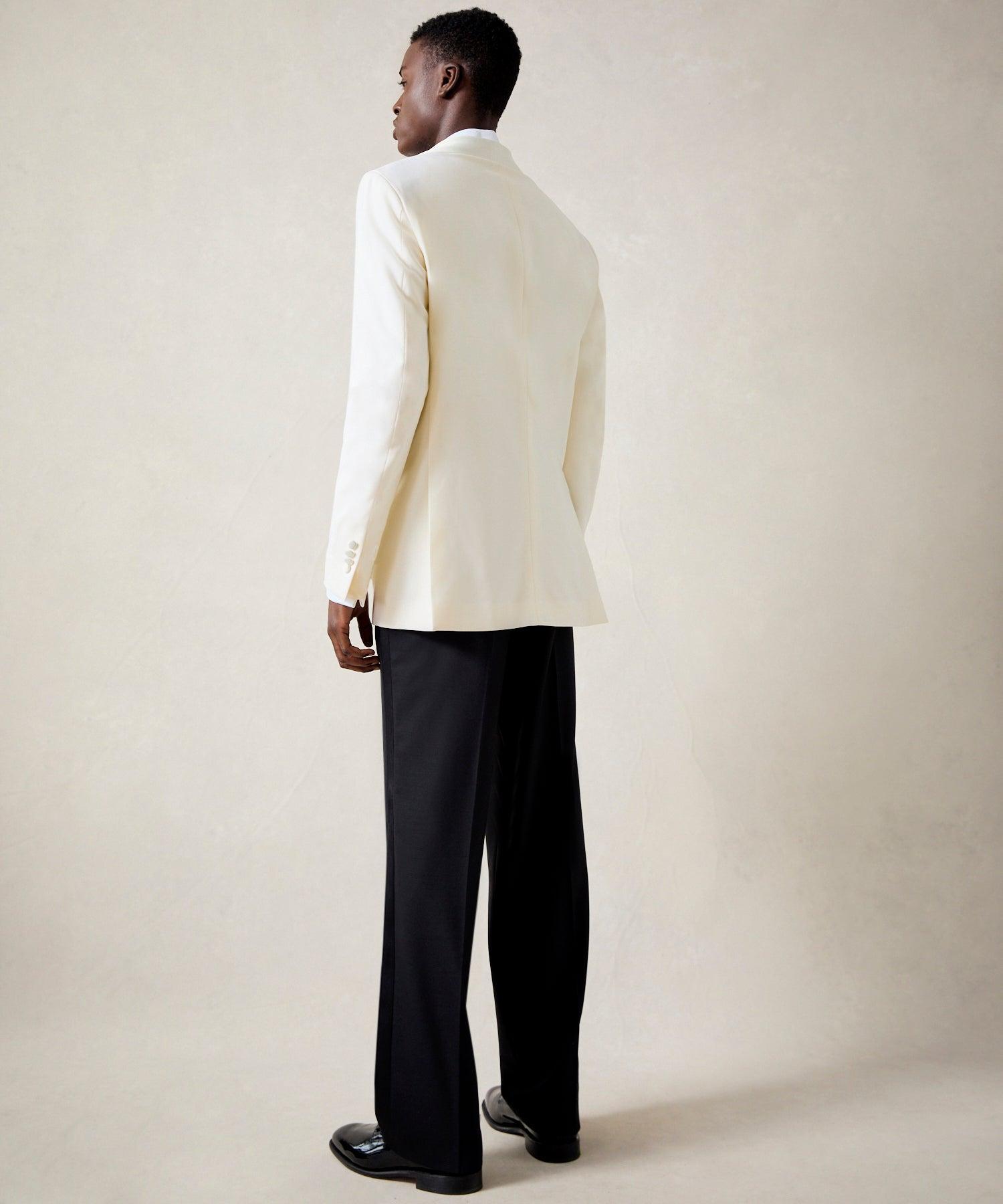 Italian Ivory Shawl Collar Tuxedo Jacket Product Image