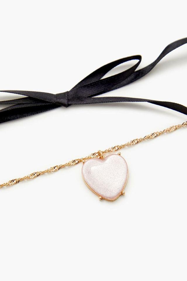 Bow Ribbon & Heart Necklace Set | Forever 21 Product Image