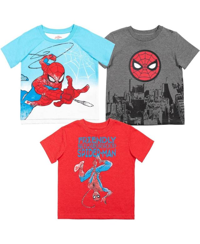 Marvel Boys Spider-Man Spider-Gwen Miles Morales 3 Pack T-Shirts to - Red/gray Product Image