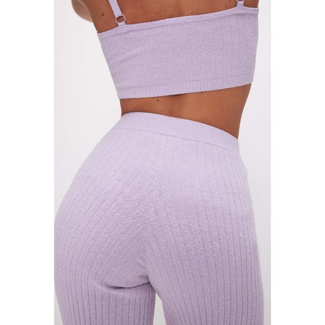 Womens Ribbed Terry Flared Pants | Lavender, Size Small | Good American by Khlo Kardashian Product Image