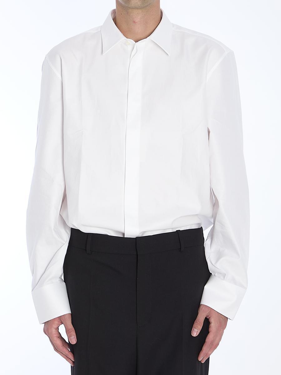 Shirt In Striped Cotton Poplin In White Product Image