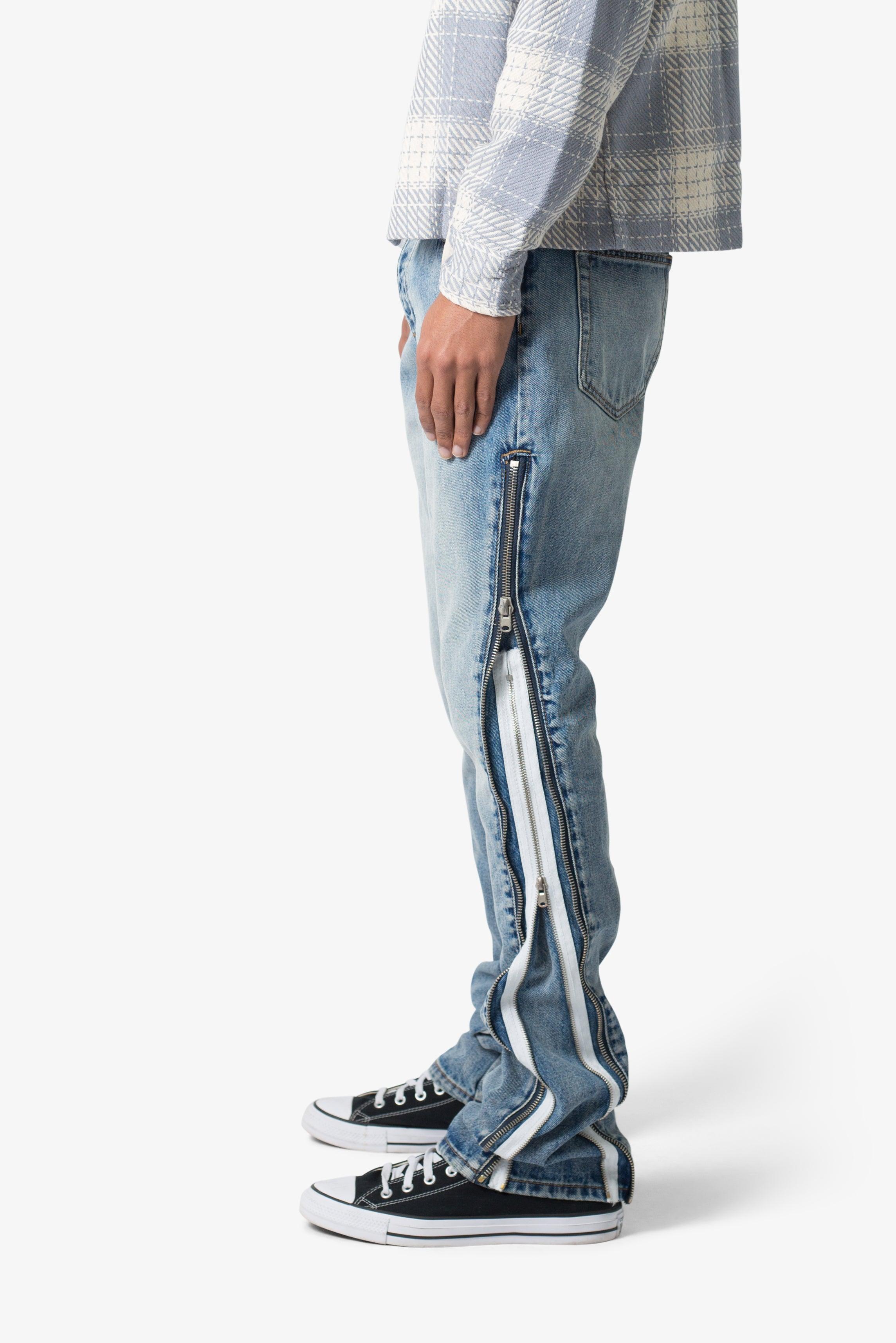 B574 Zipper Flare Denim - Blue Product Image