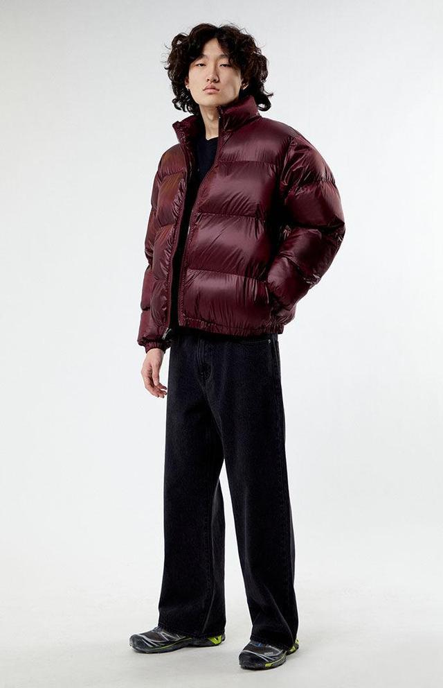 PacSun Mens Burgundy Puffer Jacket - Redmall Product Image