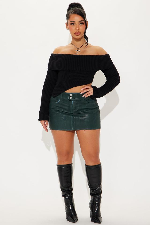 Some Day Coated Denim Mini Skirt - Green Product Image