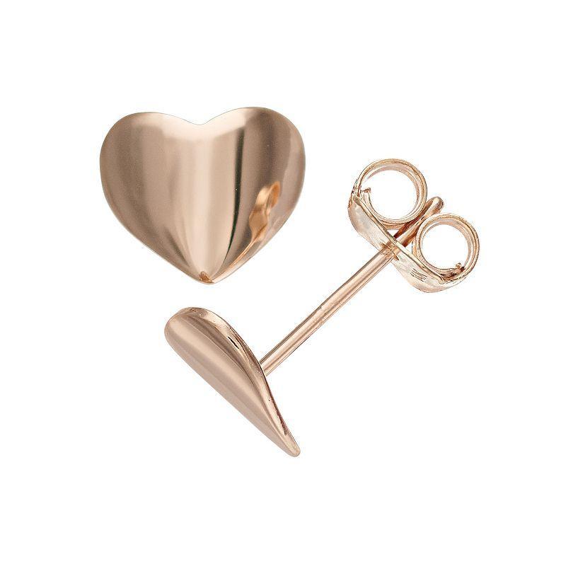 Au Naturale 14k Rose Gold Polished Heart Stud Earrings, Womens, Pink Product Image