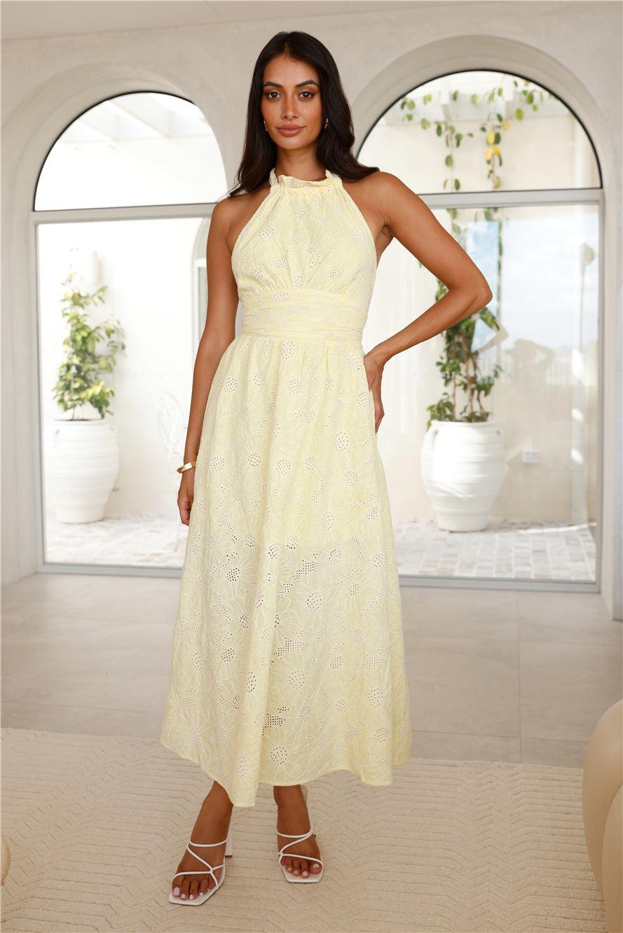 Sky High Hills Halter Maxi Dress Yellow Product Image