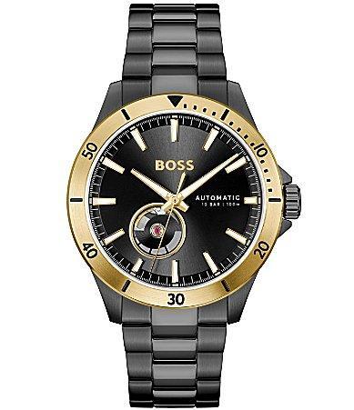 Hugo Boss Mens Trooper Mechanical Automatic Black Stainless Steel Bracelet Watch Product Image