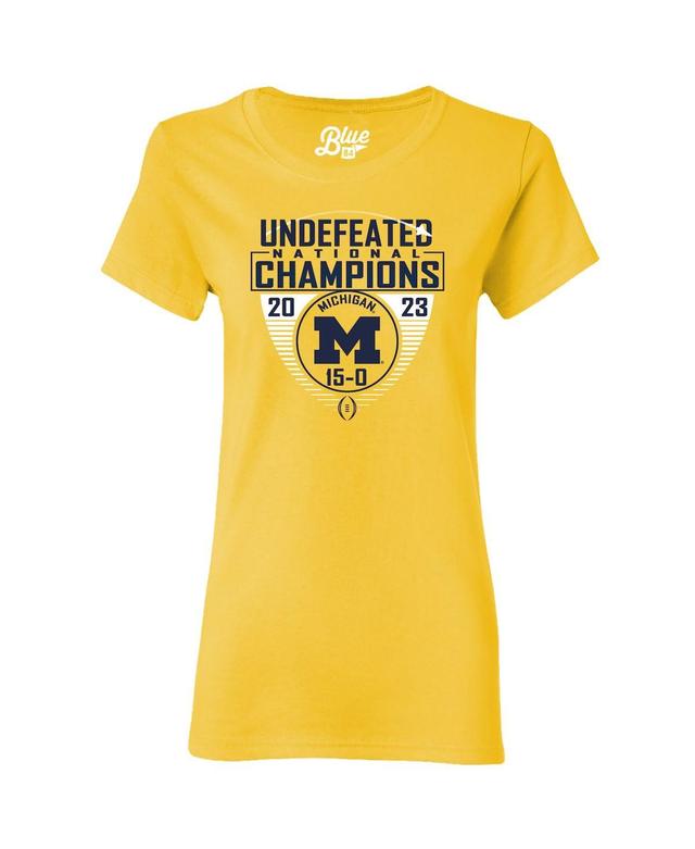 Womens Blue 84 Maize Michigan Wolverines College Football Playoff 2023 National Champions Draft Pick Undefeated T-shirt Product Image