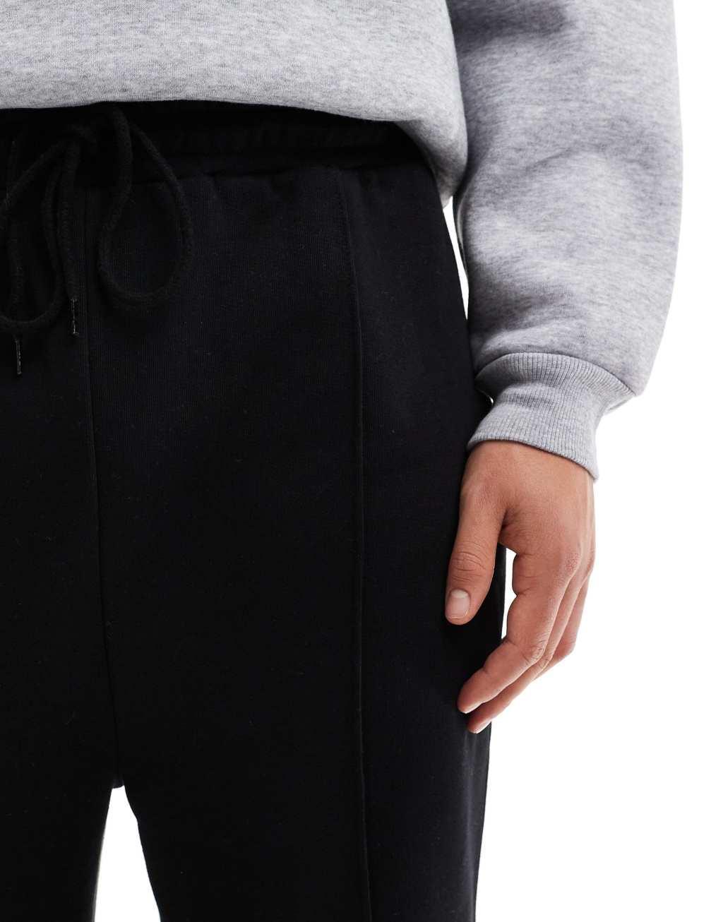 ASOS DESIGN wide leg sweatpants with pintucks in black Product Image