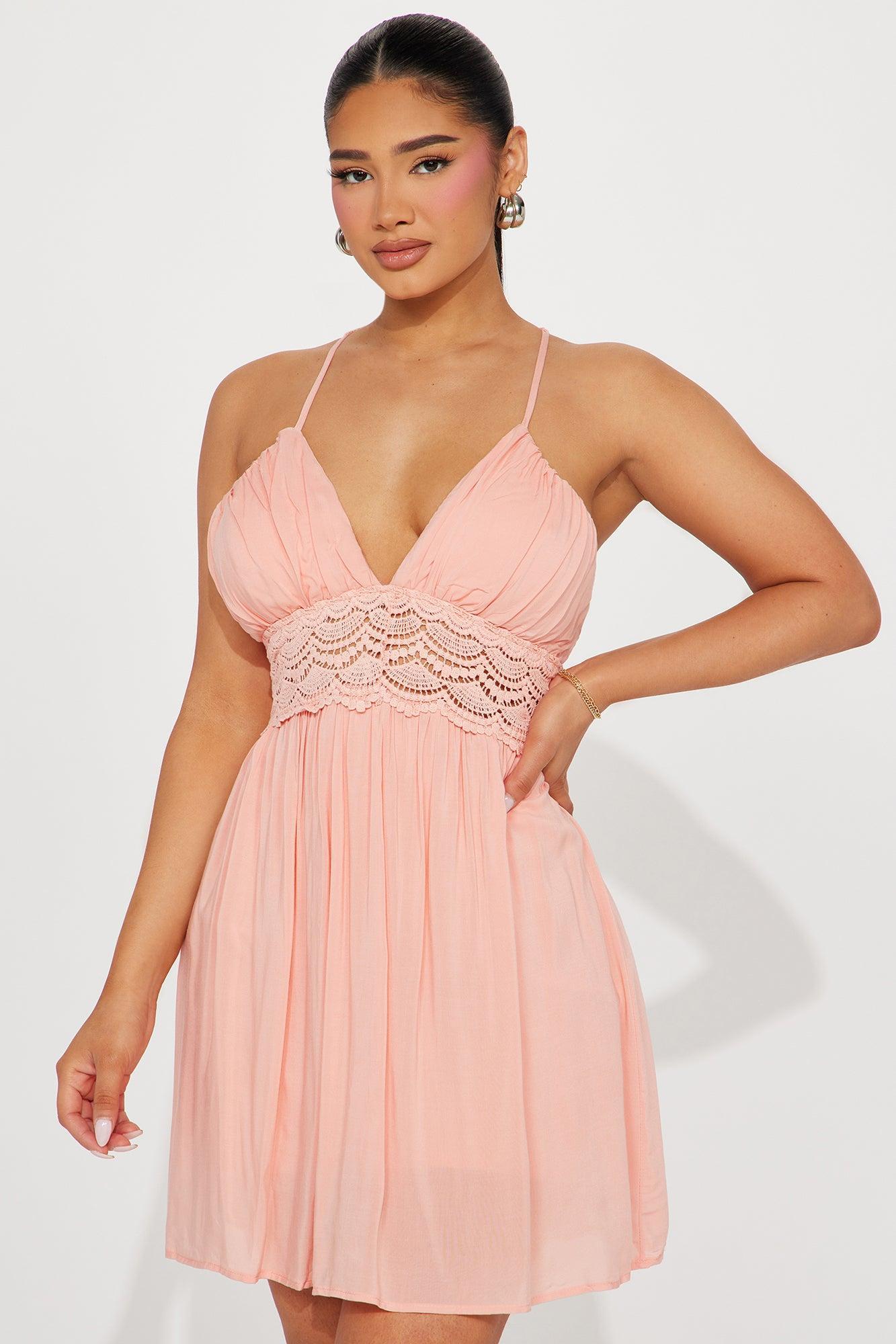 Clementine Mini Dress - Peach Product Image