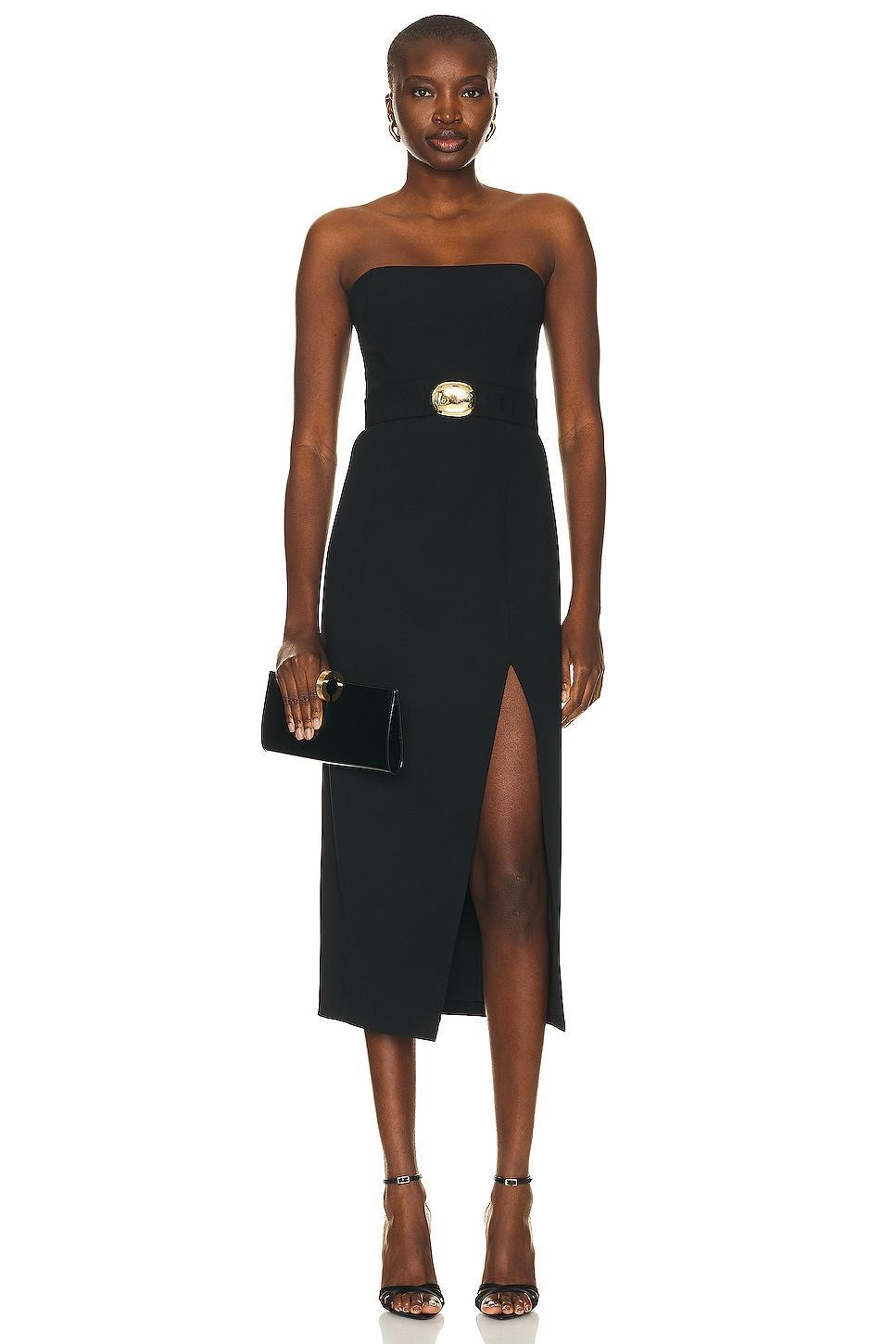 NICHOLAS Charlie Strapless Midi Dress Black. (also in ). Product Image