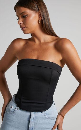 Vaira Top - Strapless Corset Top in Black Product Image