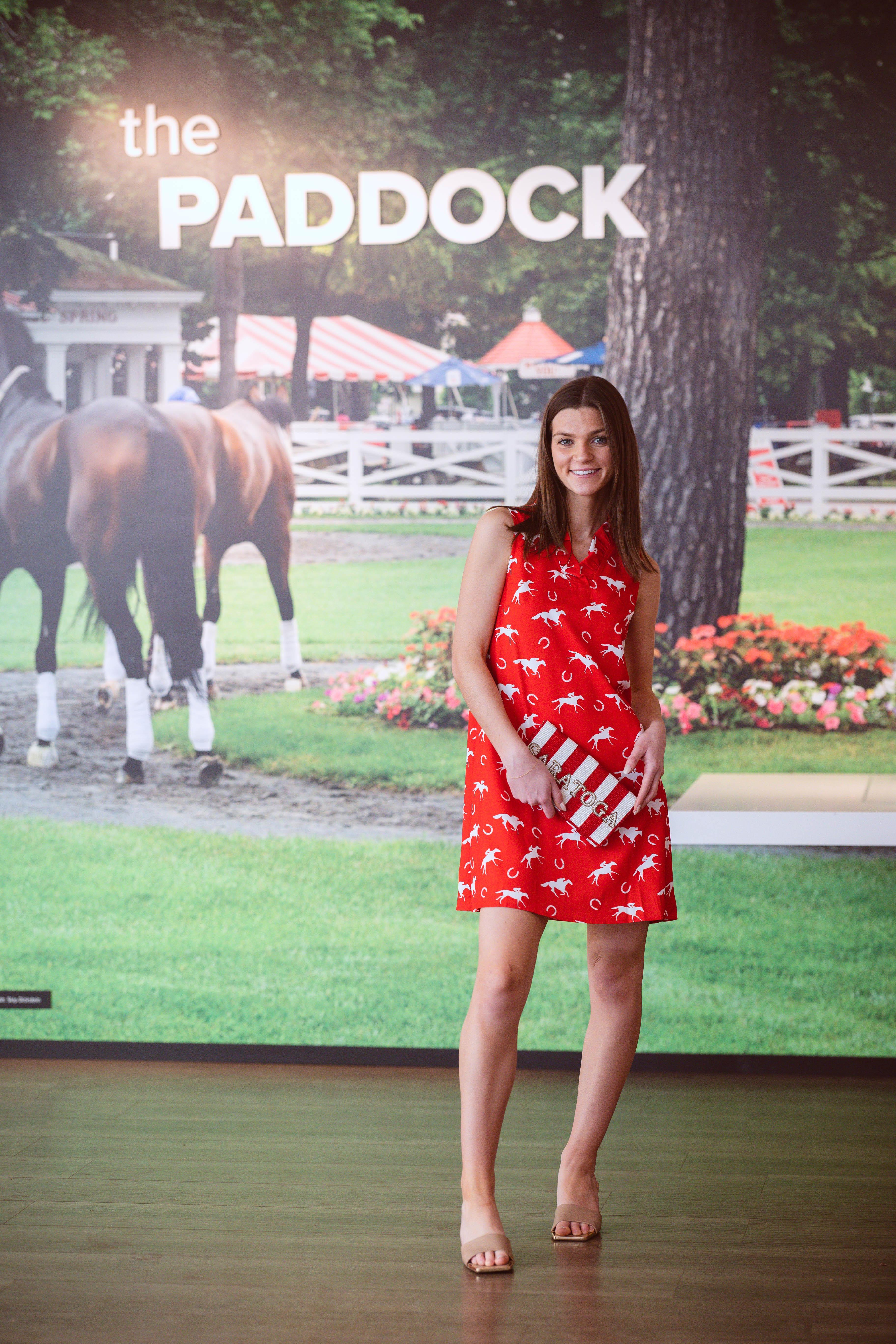 Red  Ruffle Horse Print Dress Product Image