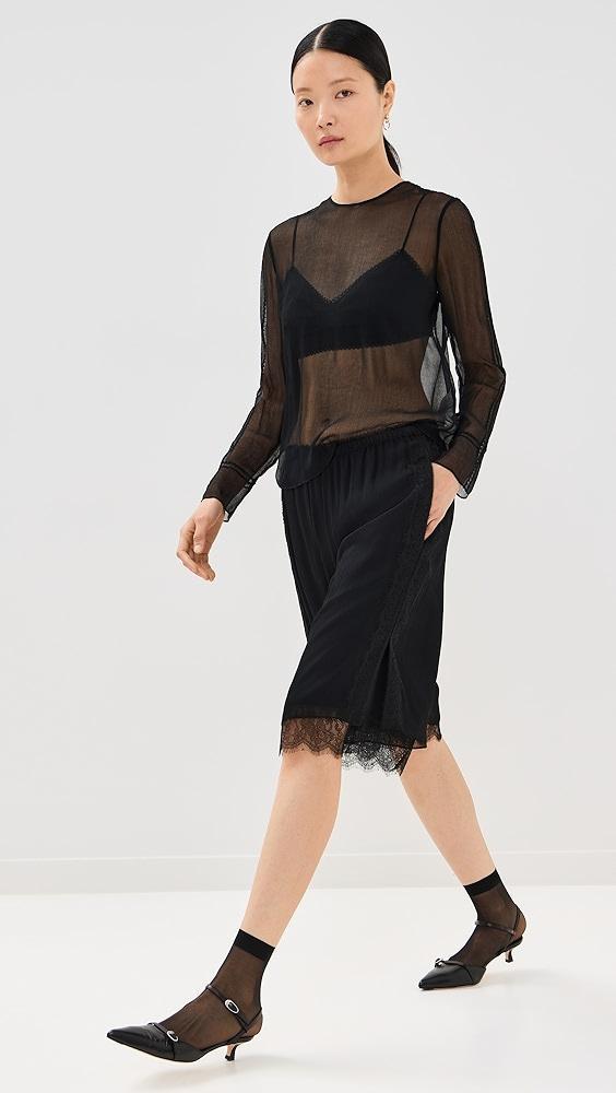 Vince Mid Rise Chiffon Shorts With Lace Trim | Shopbop Product Image