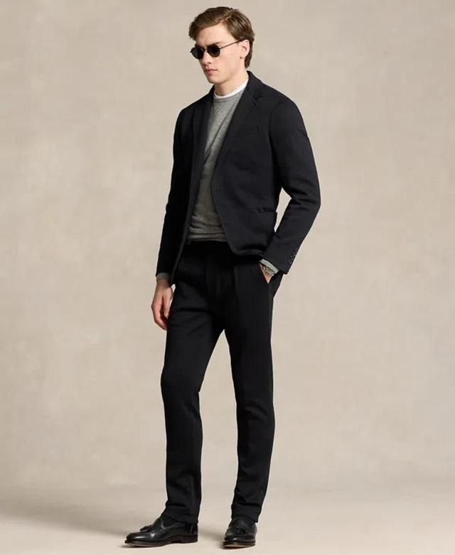 Men's Pleated Double-knit Suit Trousers In Black Product Image