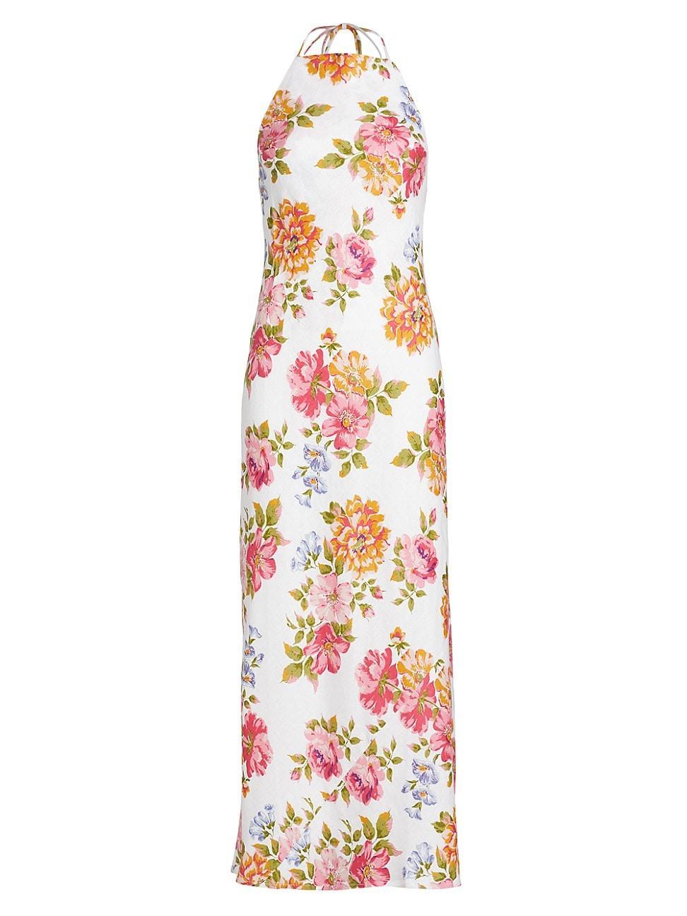 Womens Seila Floral Linen Halter Maxi Dress Product Image