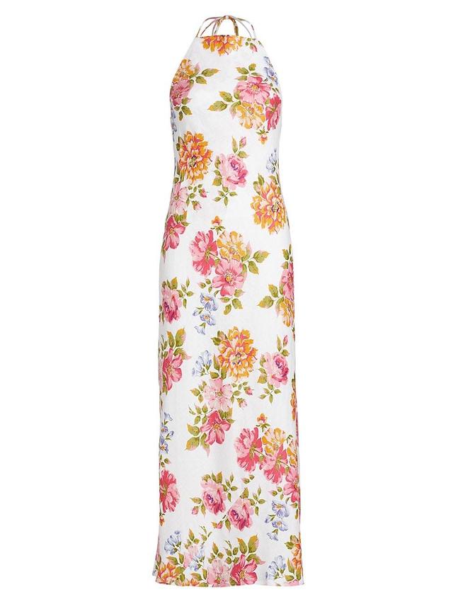 Womens Seila Floral Linen Halter Maxi Dress Product Image