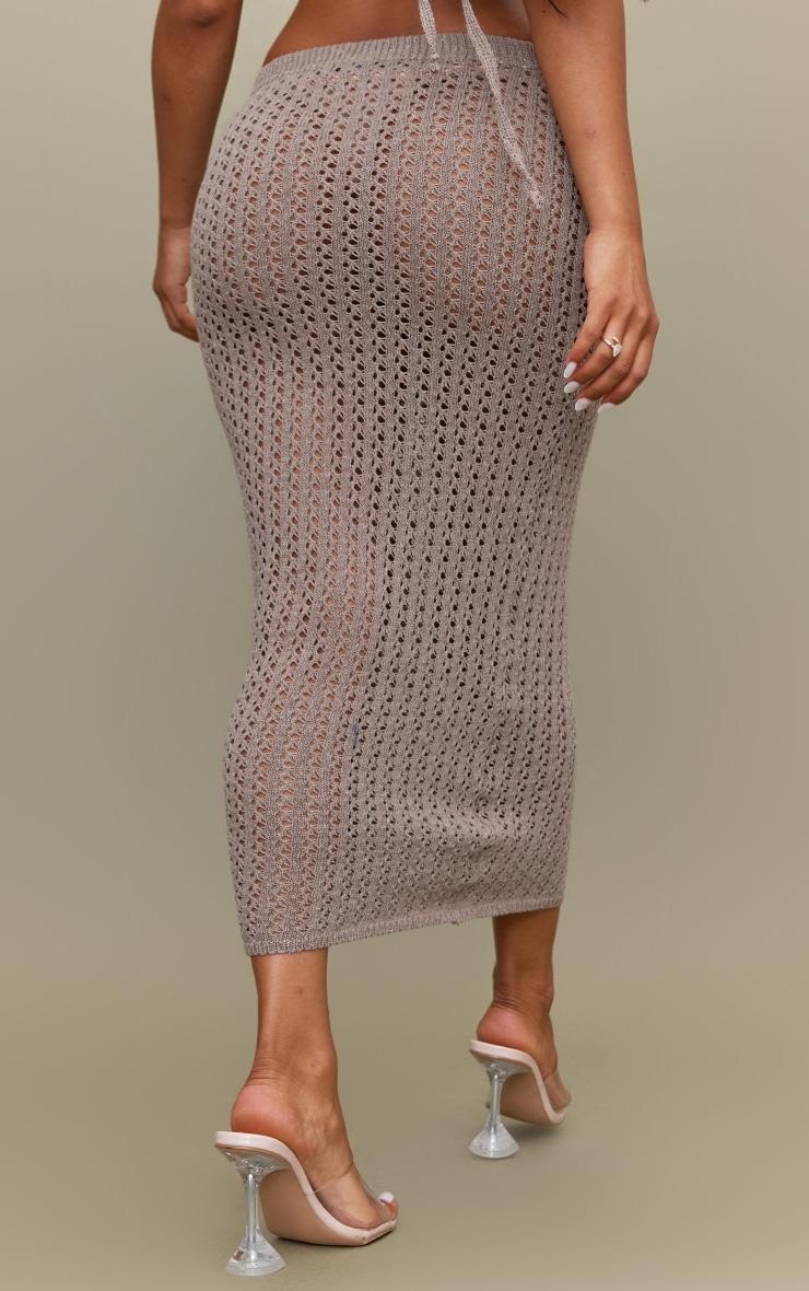 Petite Taupe Crochet Midaxi Skirt Product Image