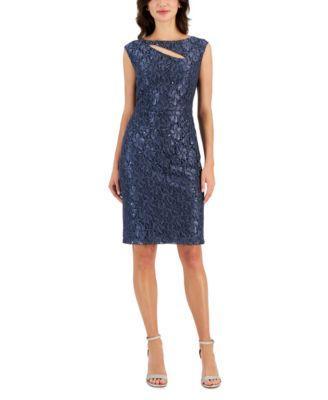 Connected Womens Sequined-Lace Sheath Dress Product Image