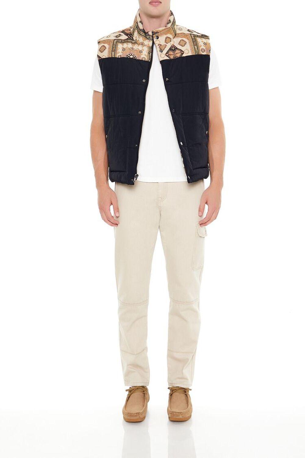 Paisley Colorblock Zip-Up Vest | Forever 21 Product Image