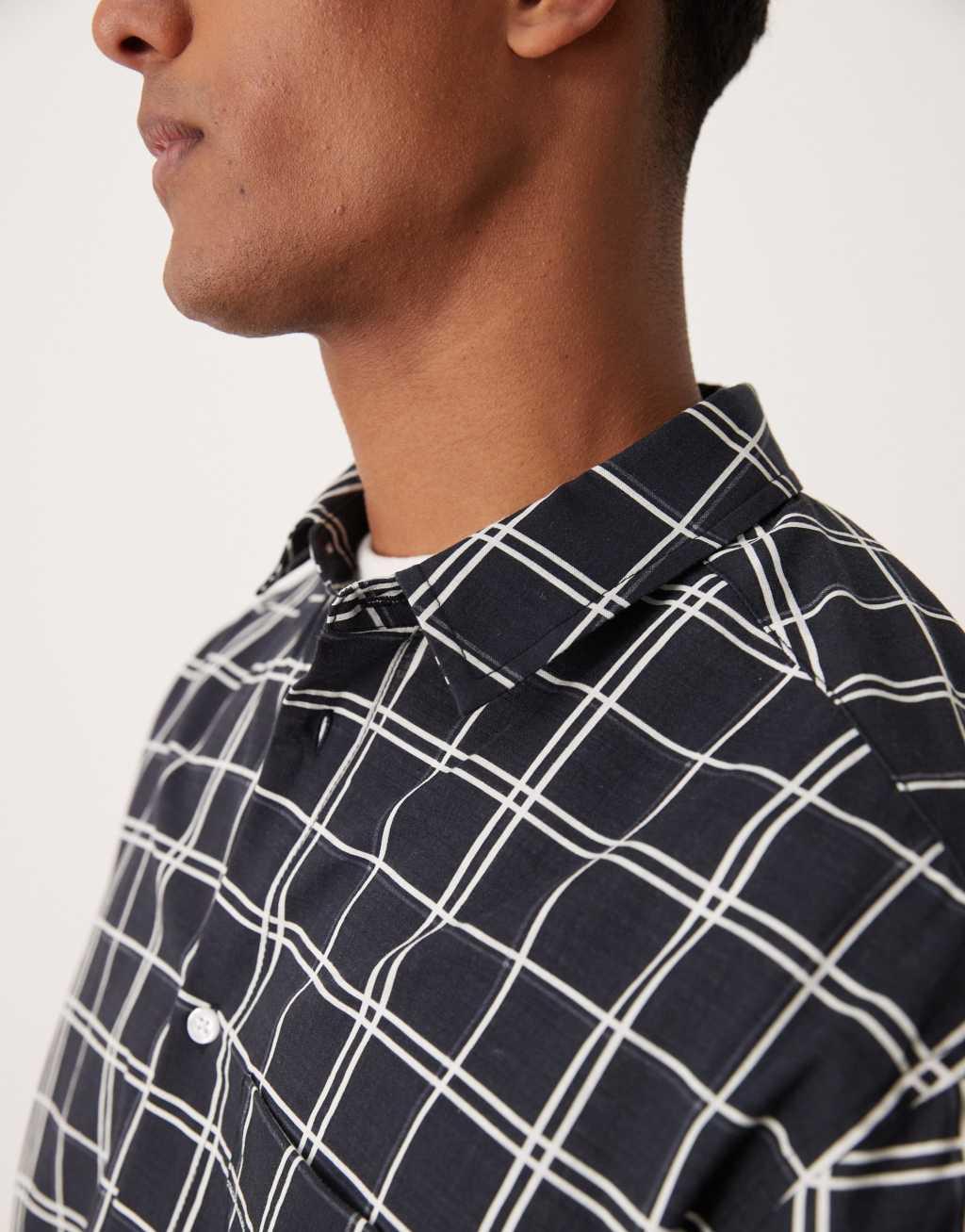 ASOS DESIGN oversized boxy shirt in black and white check Product Image