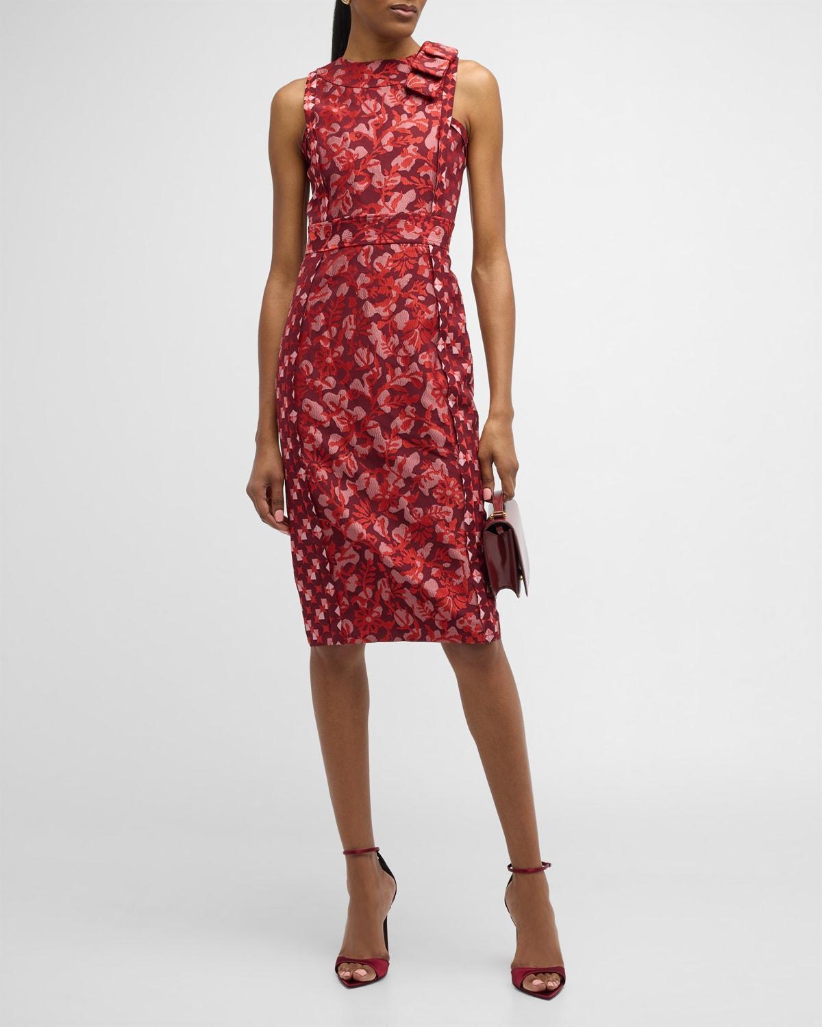 Womens Evening Floral Jacquard Midi-Dress Product Image