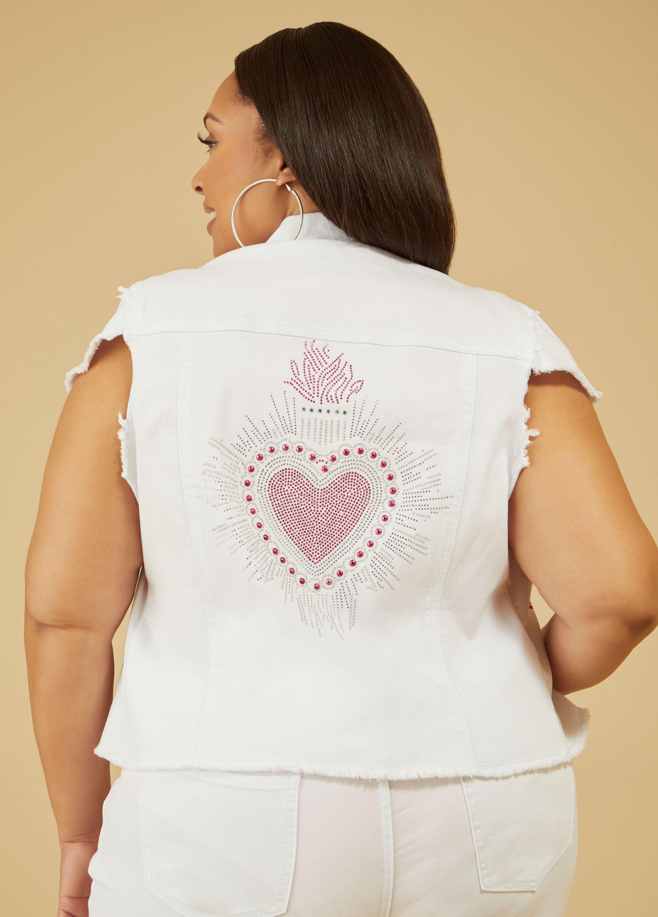 Embellished Printed Denim Vest Product Image