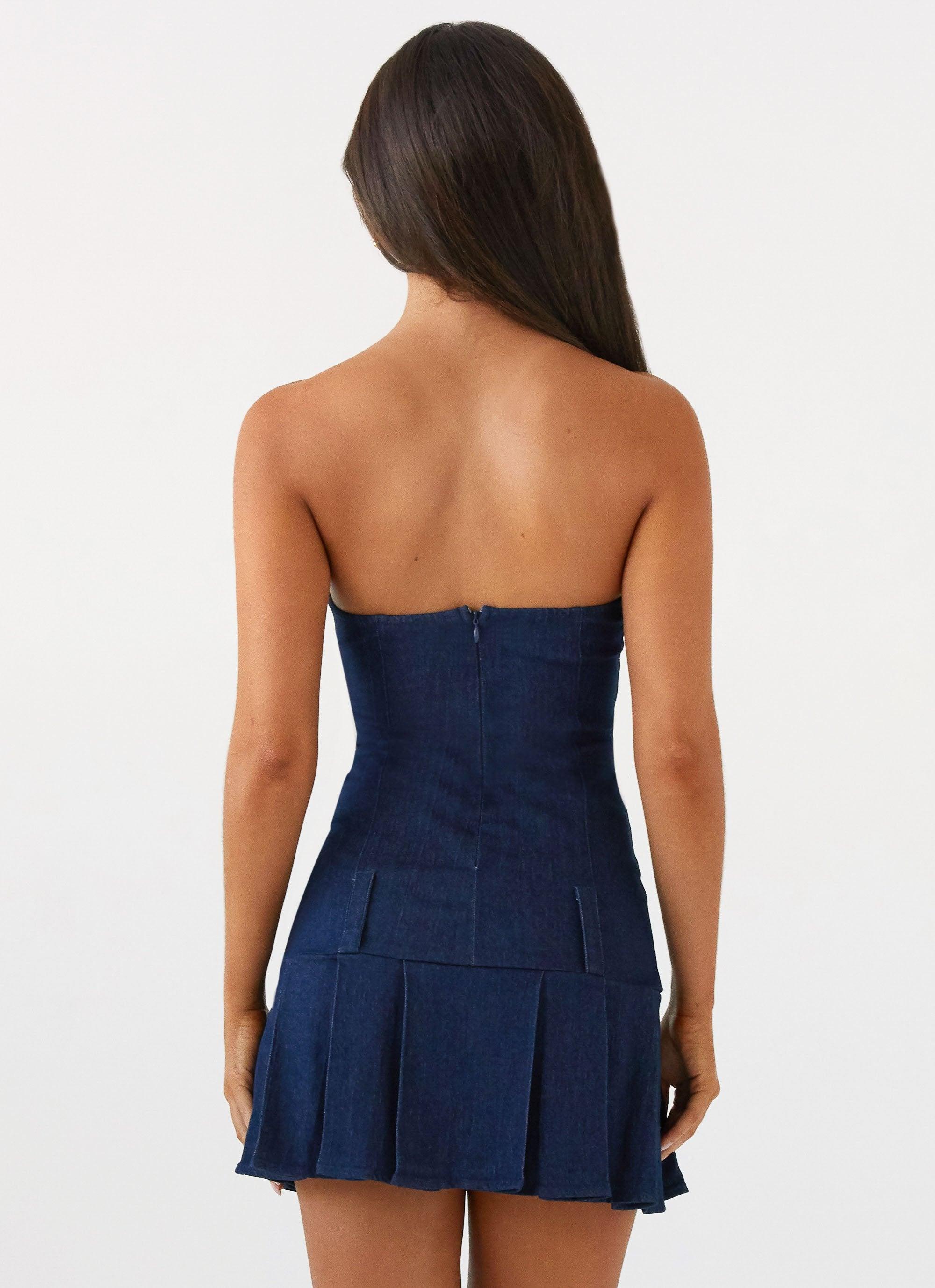 Case Closed Mini Dress - Dark Indigo Product Image