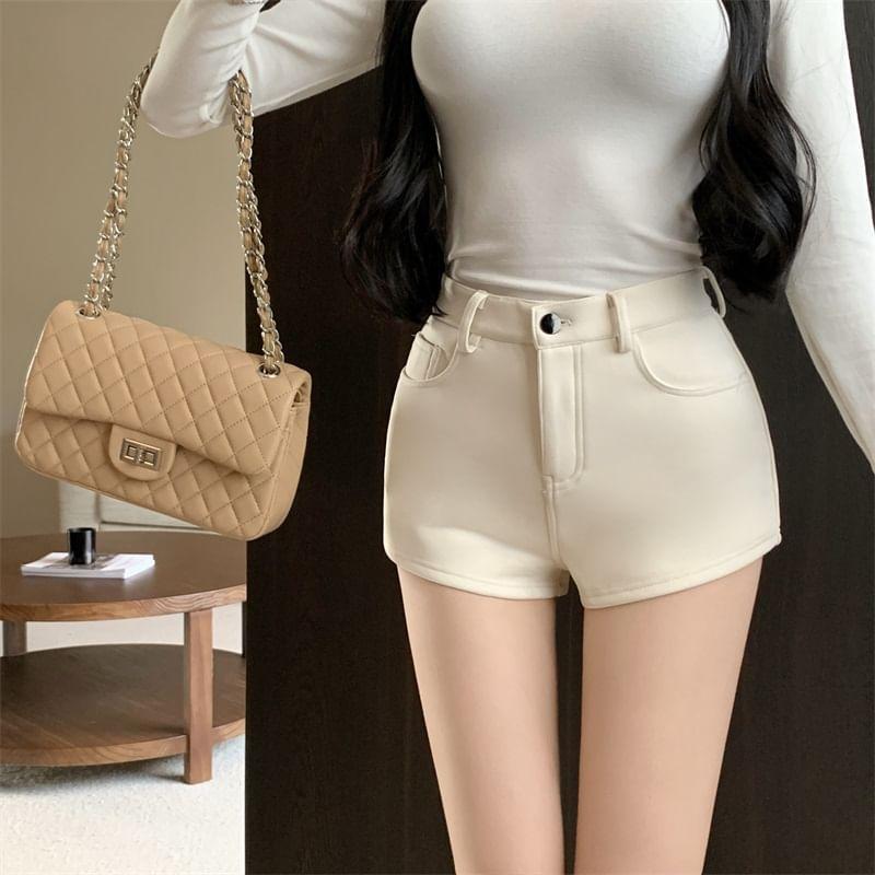 High Waist Plain Shorts Product Image