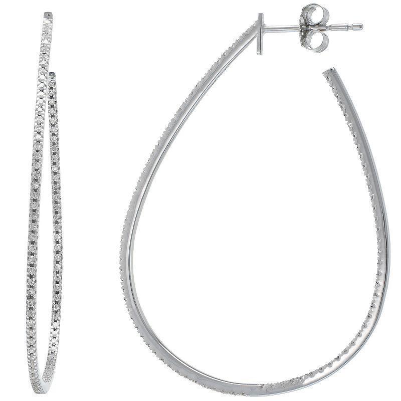 Luxle 14k White Gold 3/8 Carat T.W. Diamond 3/4 Hoop Earrings, Womens Product Image