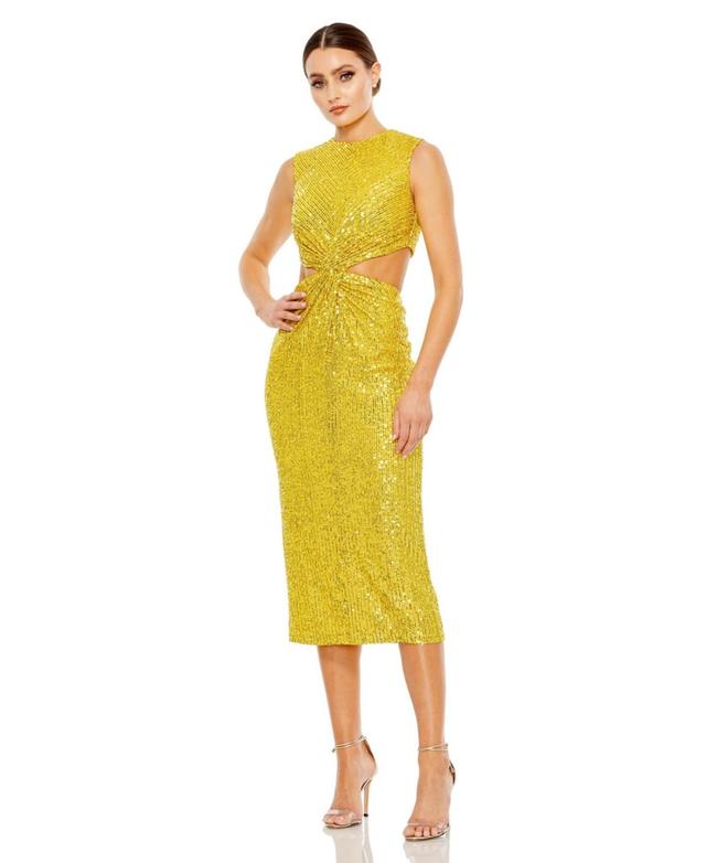 Mac Duggal Womens Ieena Sequin Front Twist Cut Out Column Dress Product Image