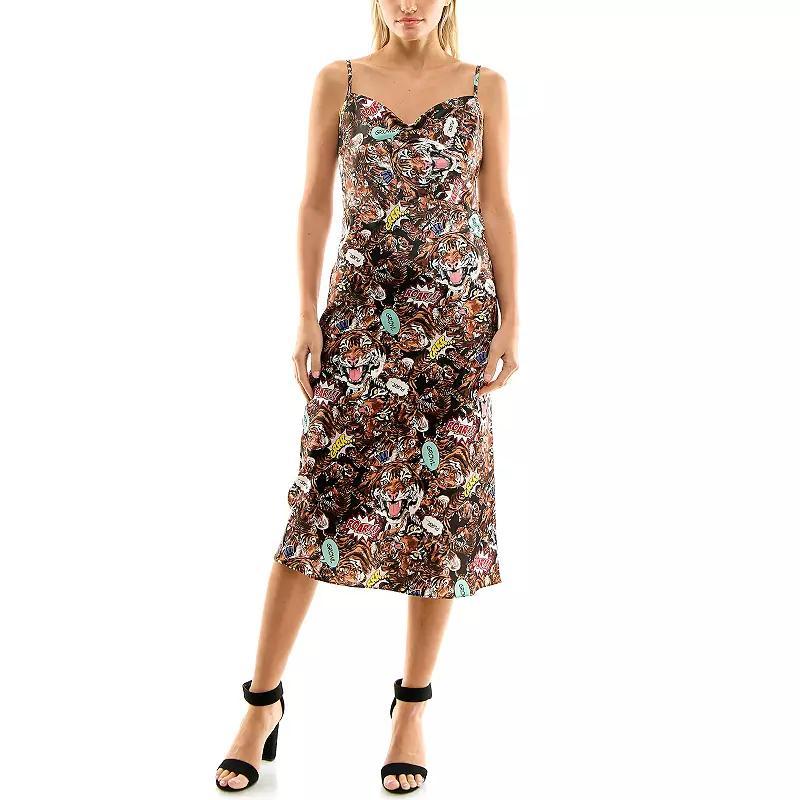 Womens Nicole Miller Printed Cowl Neck Slip Dress Product Image