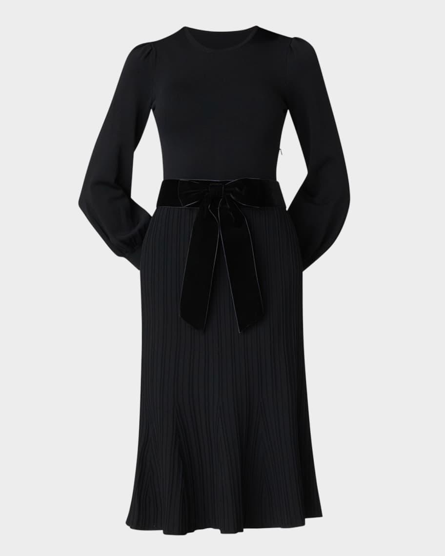 Ida Ribbed Bow-Front Midi Dress product image