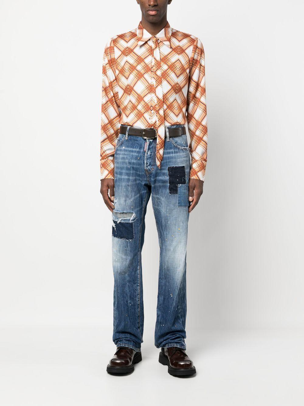 DSQUARED2 Distressed-effect Patchwork Jeans In Blue Product Image