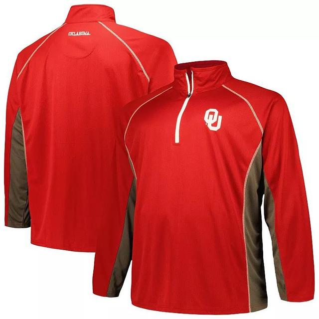 Mens Profile Crimson Oklahoma Sooners Big & Tall Quarter-Zip Raglan Jacket Product Image