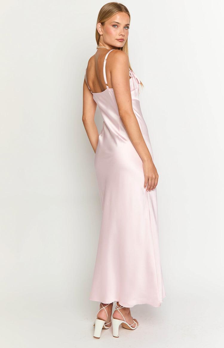 Zya Light Pink Satin Maxi Dress Product Image