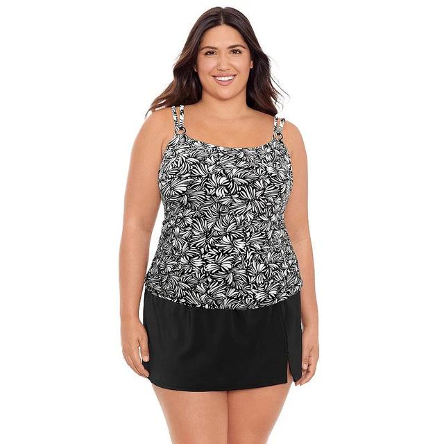 Plus Size Bal Harbour Ring Tankini Swim Top, Womens Product Image