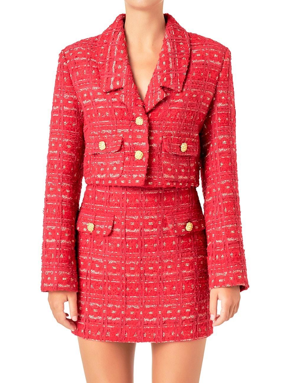 Womens Cropped Tweed Jacket Product Image