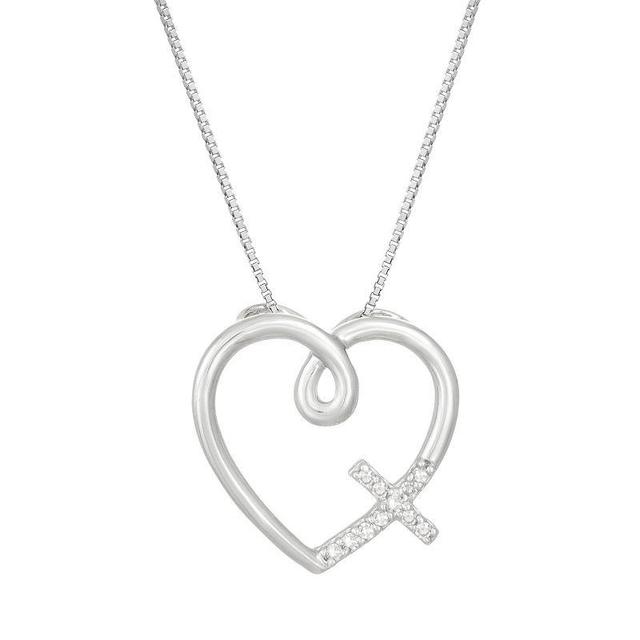 Gemminded Sterling Silver & Diamond Accent Heart Cross Pendant Necklace, Womens White Product Image