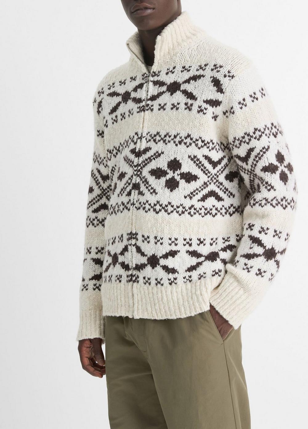 Fair Isle Wool-Blend Full-Zip Sweater Product Image