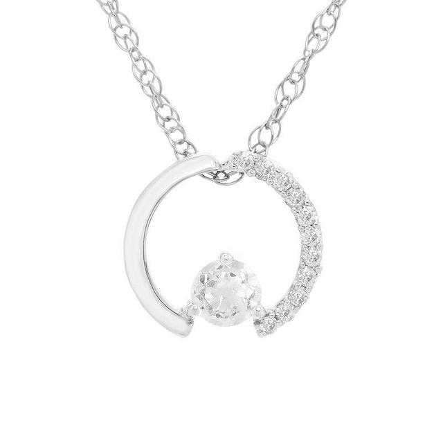 Boston Bay Diamonds Sterling Silver Gemstone & 1/10 Carat T.W. Diamond Circle Pendant Necklace, Womens White Product Image