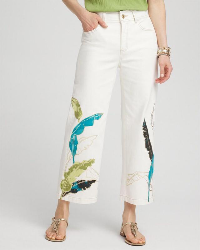 Women's Tropical Wide Leg Cropped Trouser Jeans Product Image